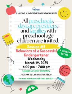 Preshool Session 3 Behaviors of a Successful Kindergartener 3/19/25 6-7PM